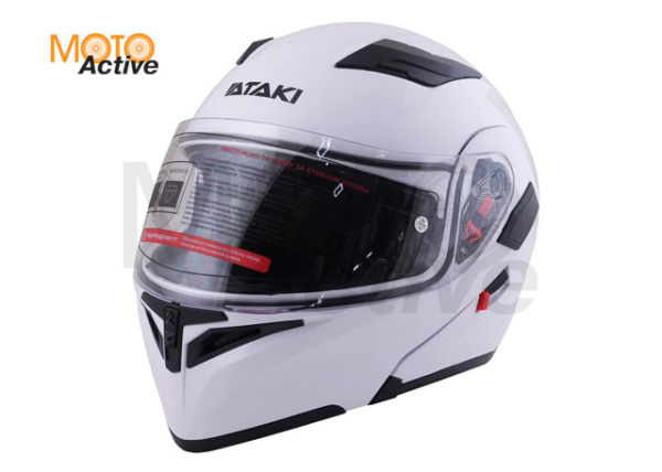 Шлем (модуляр) Ataki JK902 Solid, белый глянцевый